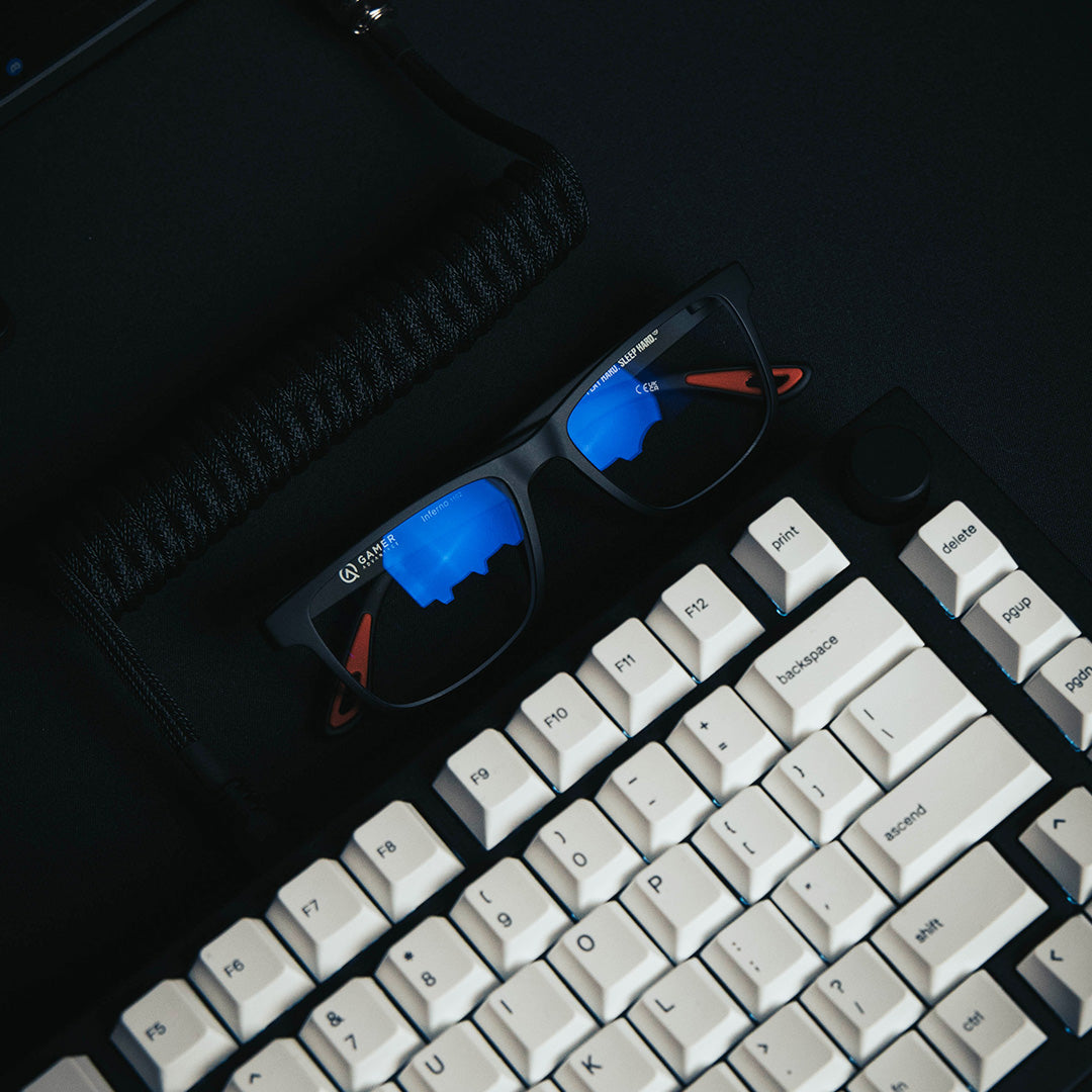 Black Gaming Glasses Front Sleep Lens Blue-Light Blocking #color_obsidian