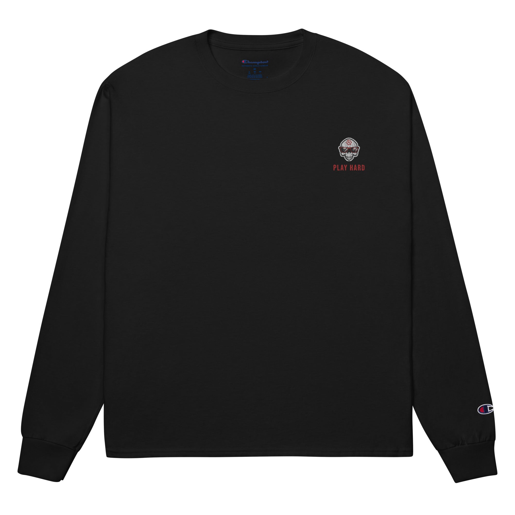 Skull Embroidered Champion Long Sleeve Shirt